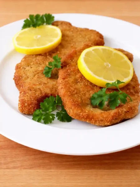 Knuspriges Schweineschnitzel mit Zitrone und Petersilie – Schnitzel richtig panieren Reihenfolge und braten nach klassischem Schnitzel Rezept