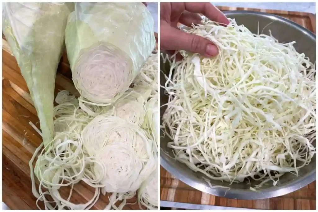 Weißkohl fein schneiden für Weißkrautsalat Rezept – Vorbereitung für klassischen Krautsalat