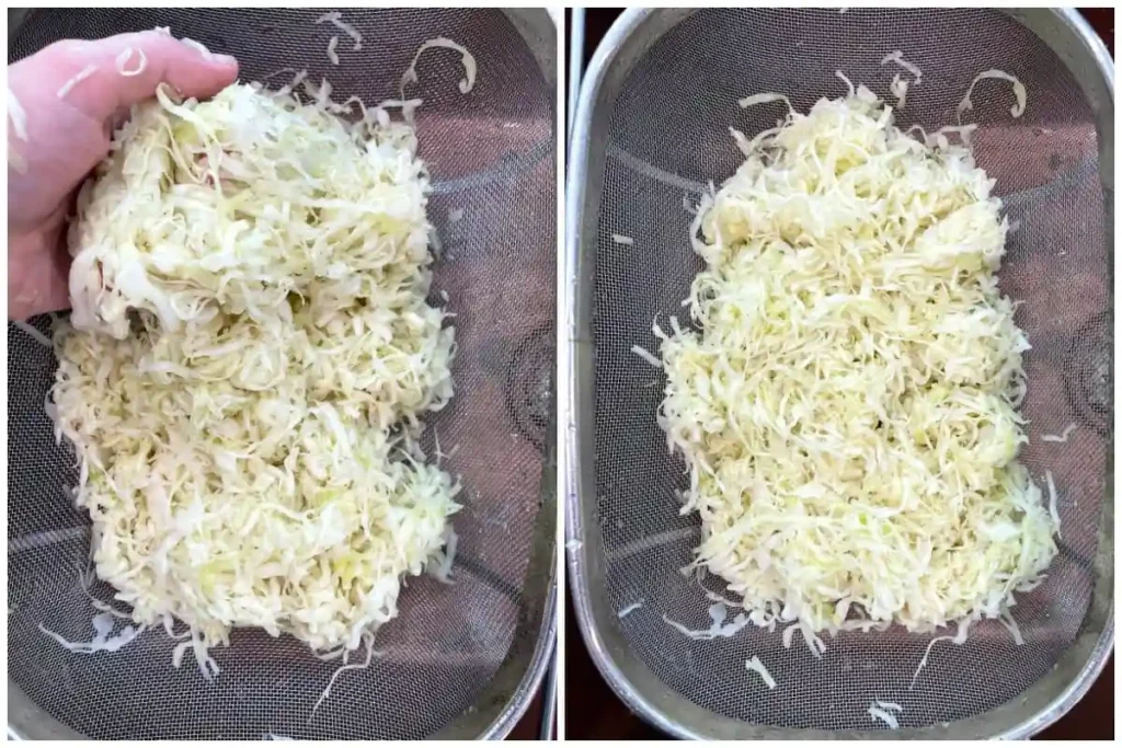 Weißkohl abspülen und abtropfen lassen für Weißkrautsalat Rezept – Vorbereitung für klassischen Krautsalat
