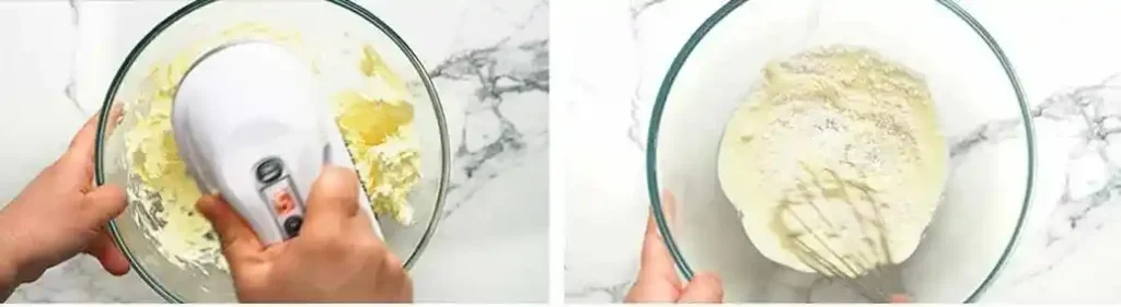 Frischkäse cremig rühren und Sahne mit Mehl mischen für baskischer Käsekuchen original Rezept und San Sebastian Cheesecake