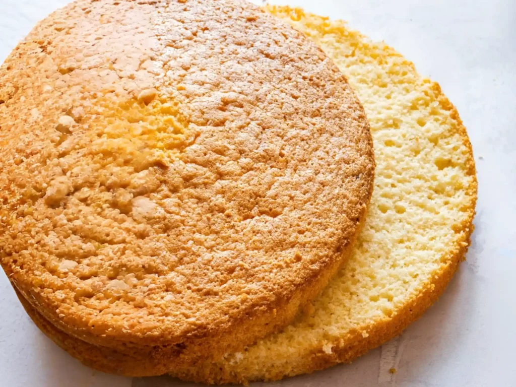 Biskuitboden Rezept – luftiger Biskuitboden für Torten und Obstkuchen halbiert zum Füllen