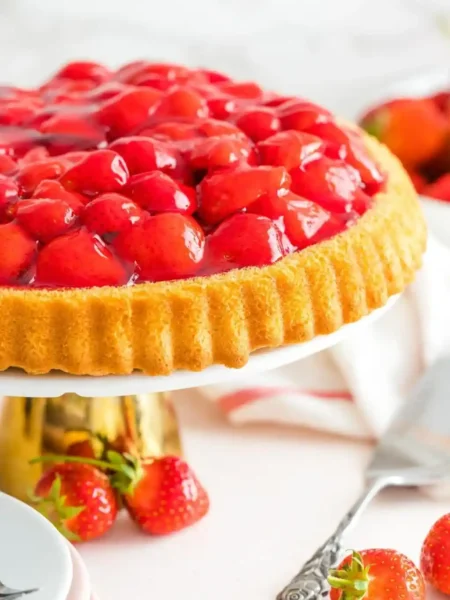 Erdbeerboden Rezept mit frischen Erdbeeren und Tortenguss – klassischer Tortenboden mit Erdbeeren wie bei Oma