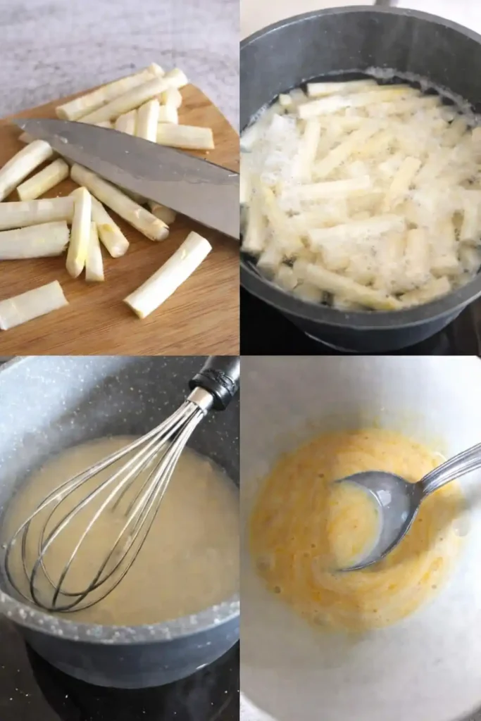 Spargelsuppe mit Ei Schritt für Schritt zubereiten – Spargel schneiden, kochen und Omas Spargelsuppe mit Ei cremig verfeinern