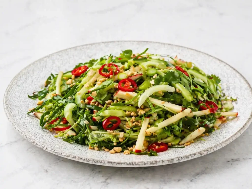 Pak Choi Salat asiatisch mit Apfel, Gurke und Chili – frischer Pak Choi Salat roh zubereitet