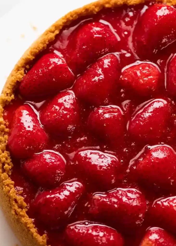 Erdbeer Käsekuchen Rezept mit glänzendem Erdbeer-Topping und knusprigem Keksboden