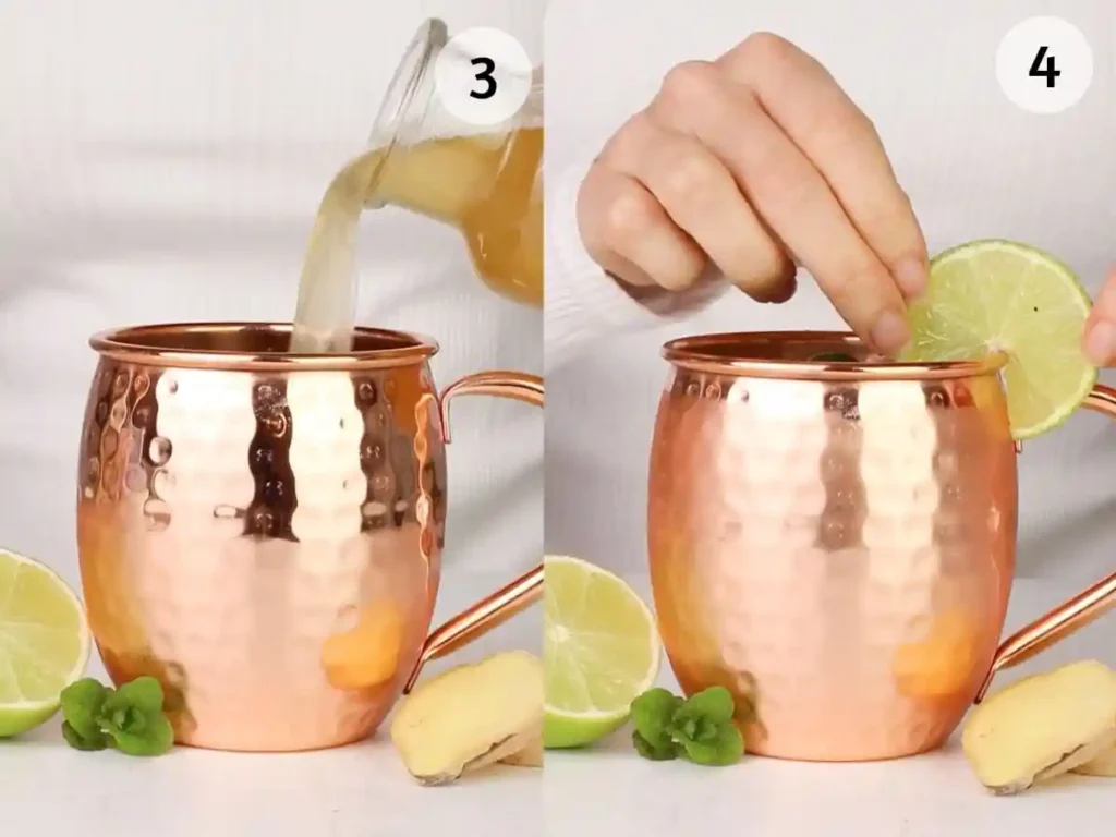 Moscow Mule Rezept original alkoholfrei Schritt für Schritt mit Ginger Beer, Limette und Kupferbecher