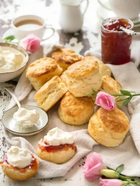 Scones Rezept original englisch mit fluffigen Scones, Marmelade und Cream zum klassischen Afternoon Tea