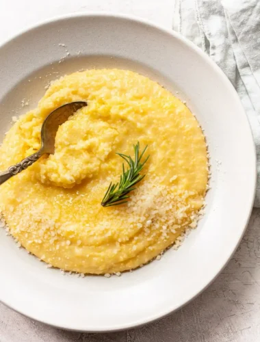 Cremige Polenta mit Parmesan und Rosmarin nach einfachem italienischem Polenta-Rezept