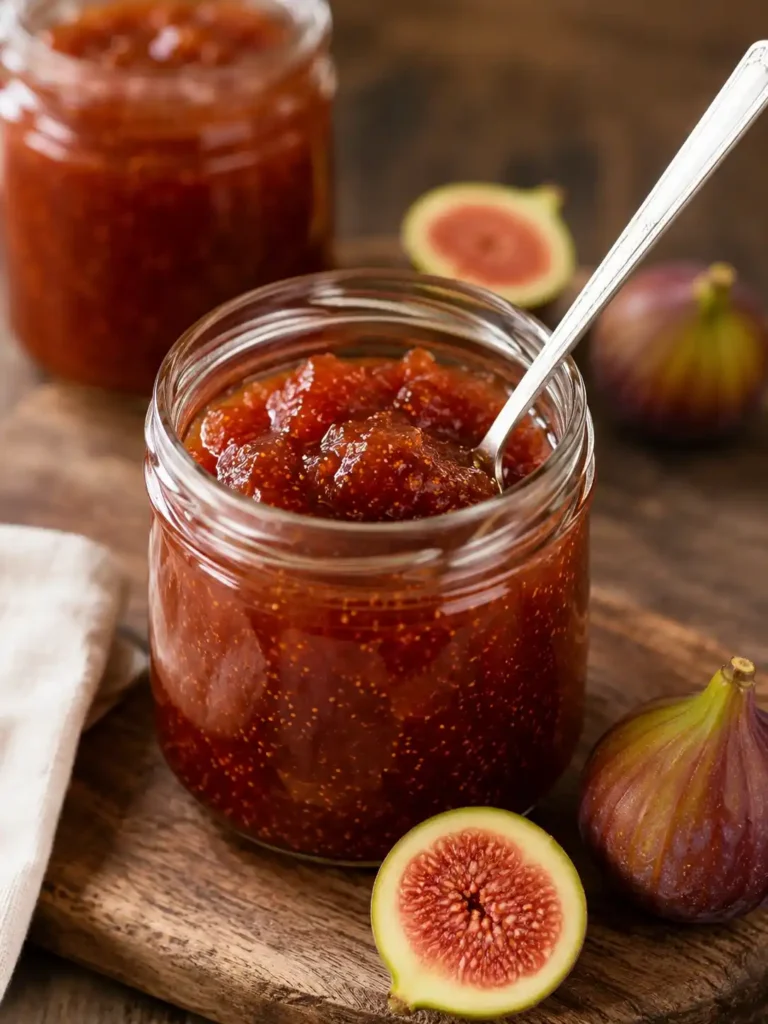Selbst gemachte Feigenmarmelade aus frischen Feigen im Glas nach Omas Rezept