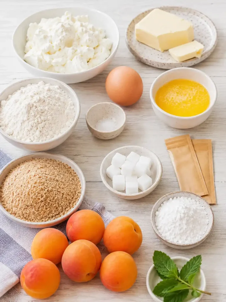 Zutaten für Marillenknödel mit Topfenteig mit Marillen, Topfen, Mehl, Butter, Ei und Semmelbröseln