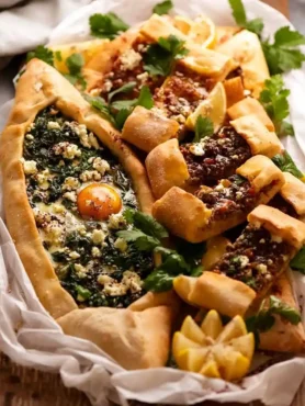 Türkische Pide mit Hackfleisch, Spinat, Feta und Ei – gefüllte Pide nach einem einfachen Pide-Rezept.