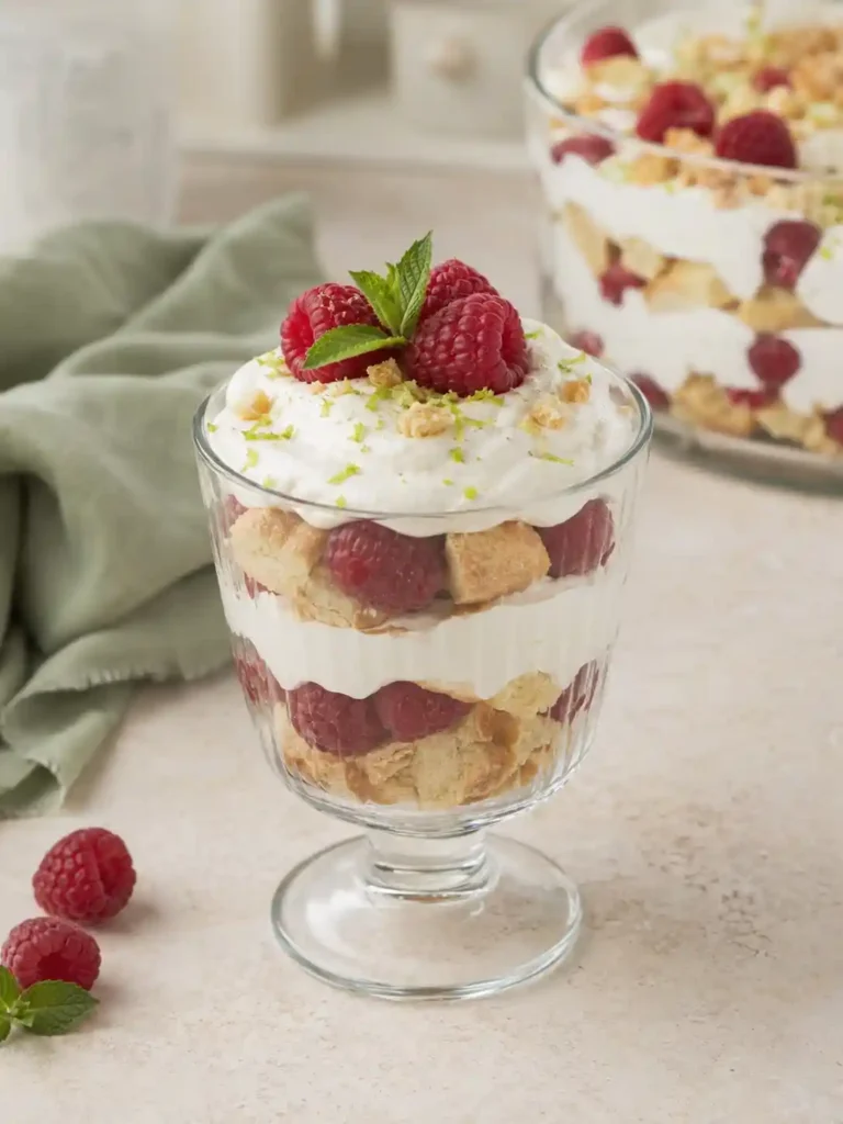 Wilde Hilde im Glas – einfacher Nachtisch mit Himbeeren, Sahne und Löffelbiskuit