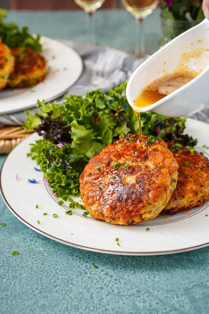 Tiroler Kaspressknödel mit Bergkäse, brauner Butter und frischem Blattsalat